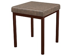 Банкетка 1-местная мягкая 380х380х420 мм 261-КЧ.КЧ (обивка - экокожа коричневый, м/к коричневый)