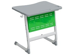 Стол 1-местный школьный 3-5 г/р "Логика" PL с перфорированным экраном (серый/зеленый, м/к белый)