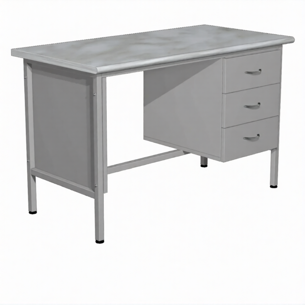 Стол для врача рабочий с тумбой СЛ-4.1 (1200х600х750) (постформинг серый, каркас серый)
