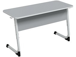 Стол 2-местный школьный 3-5 г/р "Альтер" регулируемый (серый, м/к белый)
