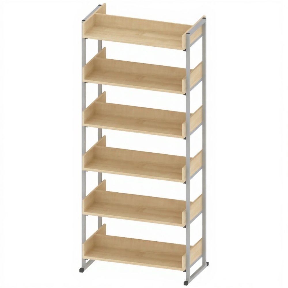 Стеллаж библиотечный двухсторонний на металлическом каркасе СТЕ-ШП-11-2