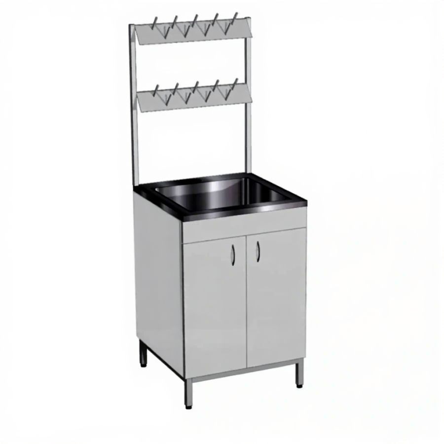 Стол-мойка СТм-101/1 «Стандарт» (корпус ЛДСП серый, каркас серый)