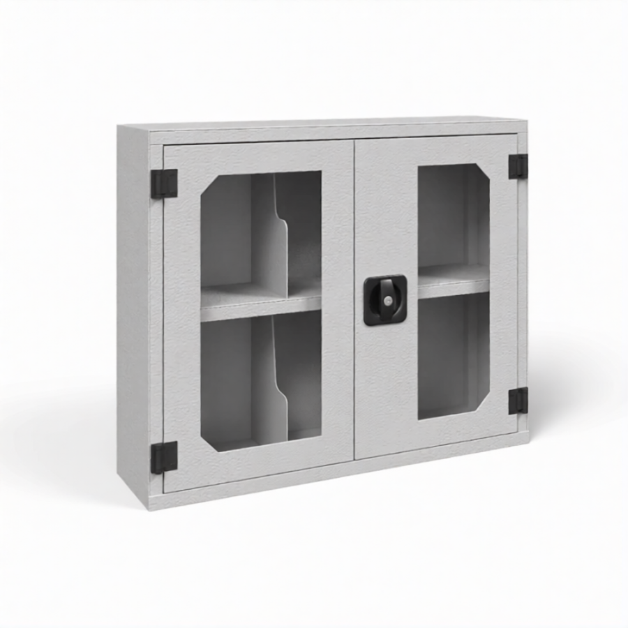 Шкаф для 6 противогазов ХПГ-6, дверцы из акрилового стекла (600х720х200)