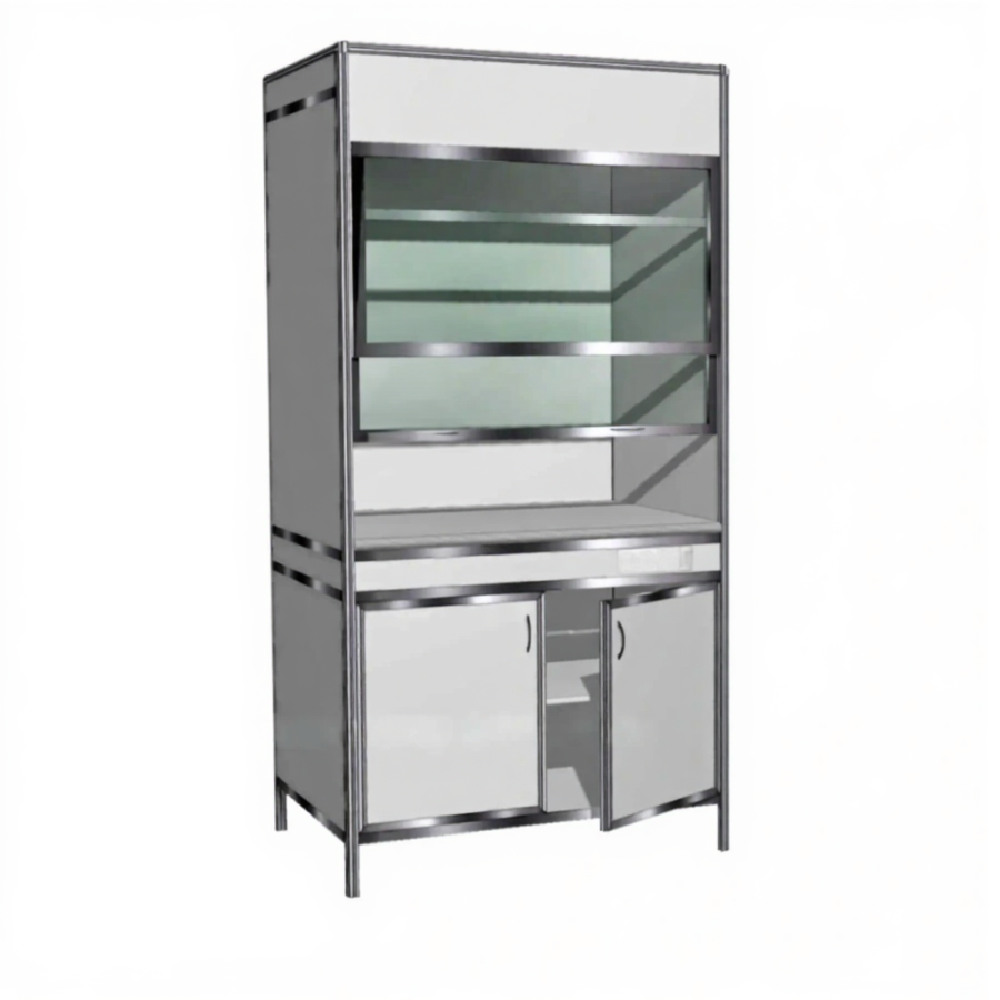 Шкаф вытяжной Алюминиевый профиль с тумбой МА-В-1 (столешница постформинг серый)