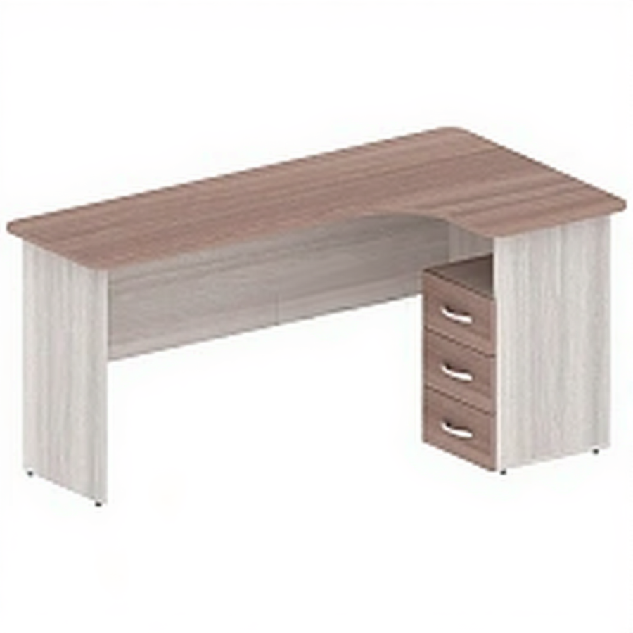 Стол с эргономическим вырезом и тумбой ОФ-СТ-125-1