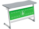 Стол 2-местный школьный 5-7 г/р "Логика" АГРОТЕХ PL с перфорированным экраном (серый/зеленый, м/к белый)